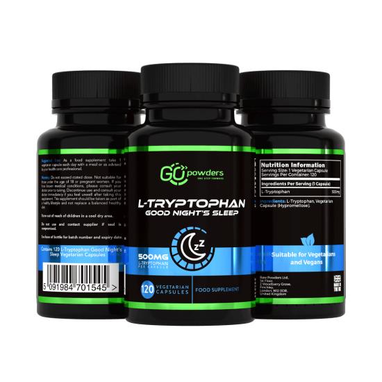 Go Powders L-Tryptophan Good Night's Sleep 500 mg. 120 kapslar Go Powders L-Tryptophan Good Night's Sleep 500 mg. 120 kapslar