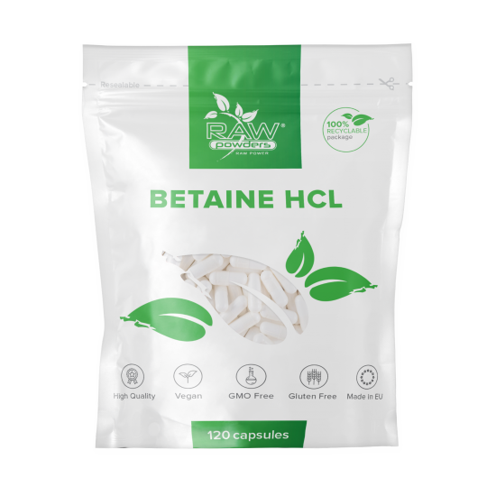 Betain HCL 650 mg. 120 kapslar