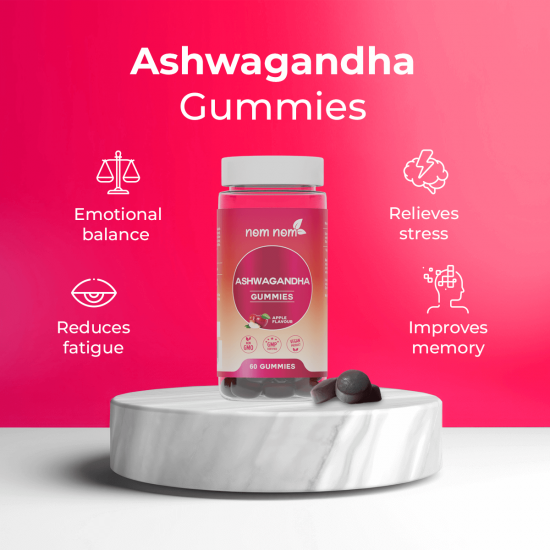 Nom Nom Ashwagandha (60 Gummigummi med äppelsmak)