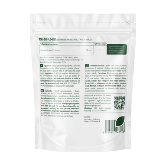 L-Teanin 200 mg. 120 tabletter