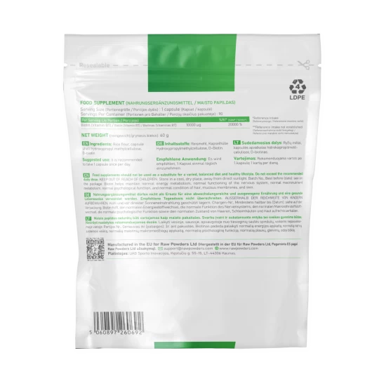 Biotin (Vitamin B7) 10mg 90 kapslar Biotin (Vitamin B7) 10mg 90 kapslar
